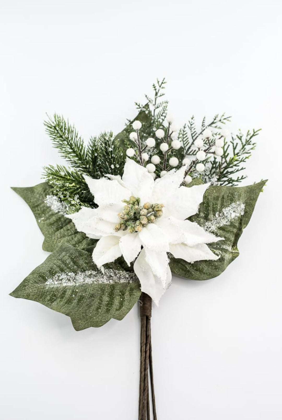 White velvet iced poinsettia bundle - Greenery MarketMTX74543 WHT