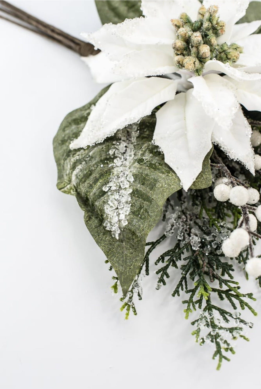 White velvet iced poinsettia bundle - Greenery MarketMTX74543 WHT