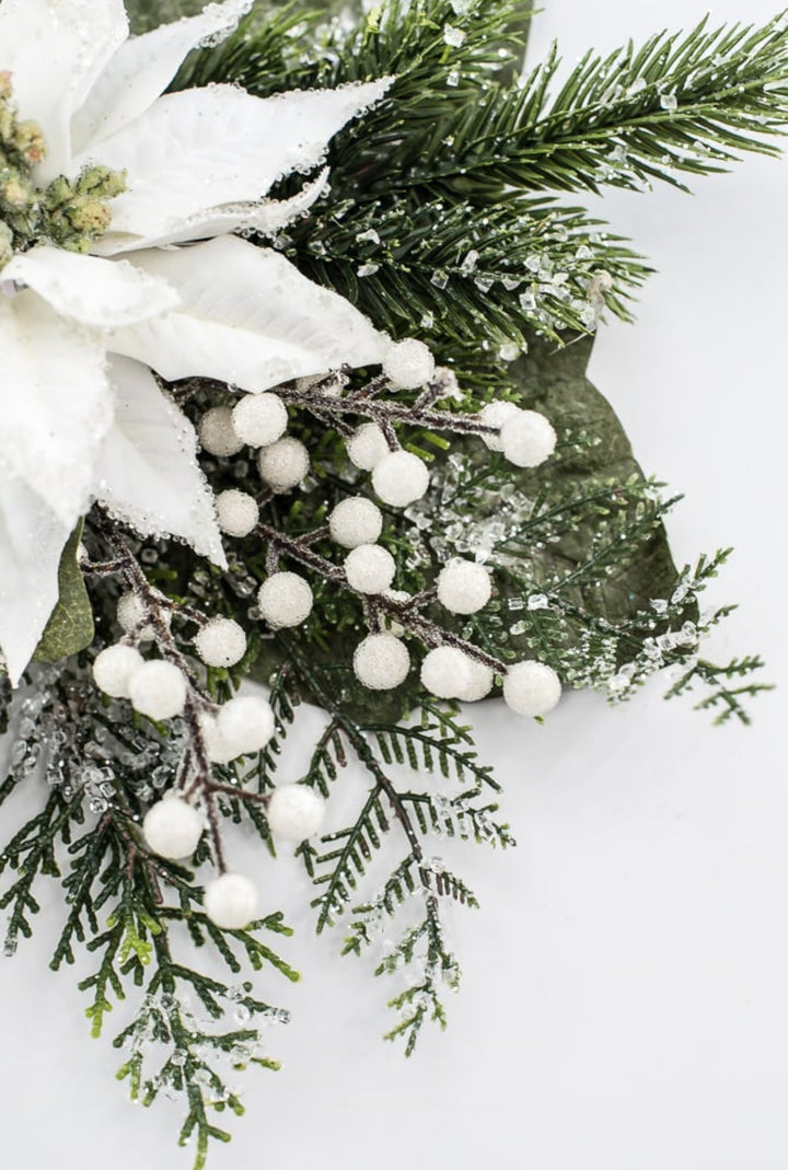 White velvet iced poinsettia bundle - Greenery MarketMTX74543 WHT