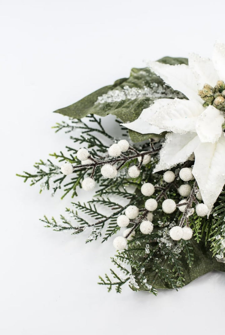 White velvet iced poinsettia bundle - Greenery MarketMTX74543 WHT