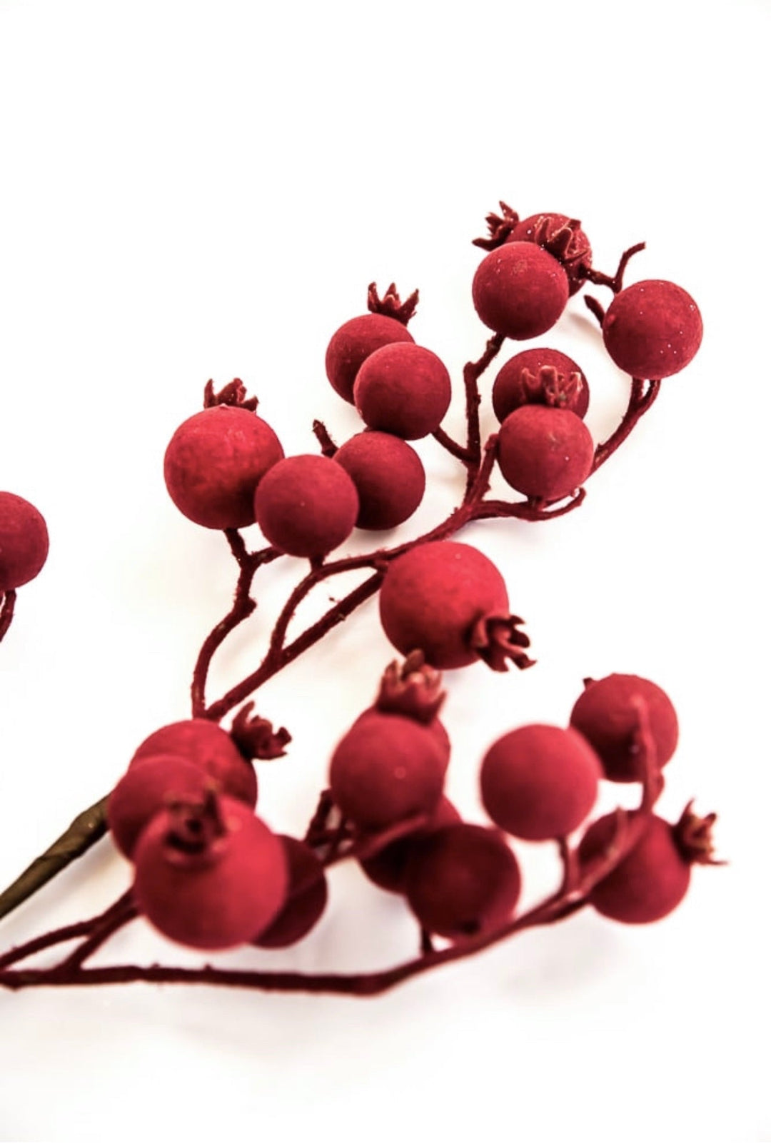 Wine red flocked crabapple berry - Greenery Market83797-RD