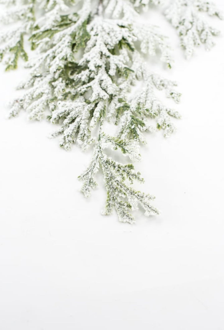 Winter flat cedar spray with snow - Greenery Marketgreenery82276snow