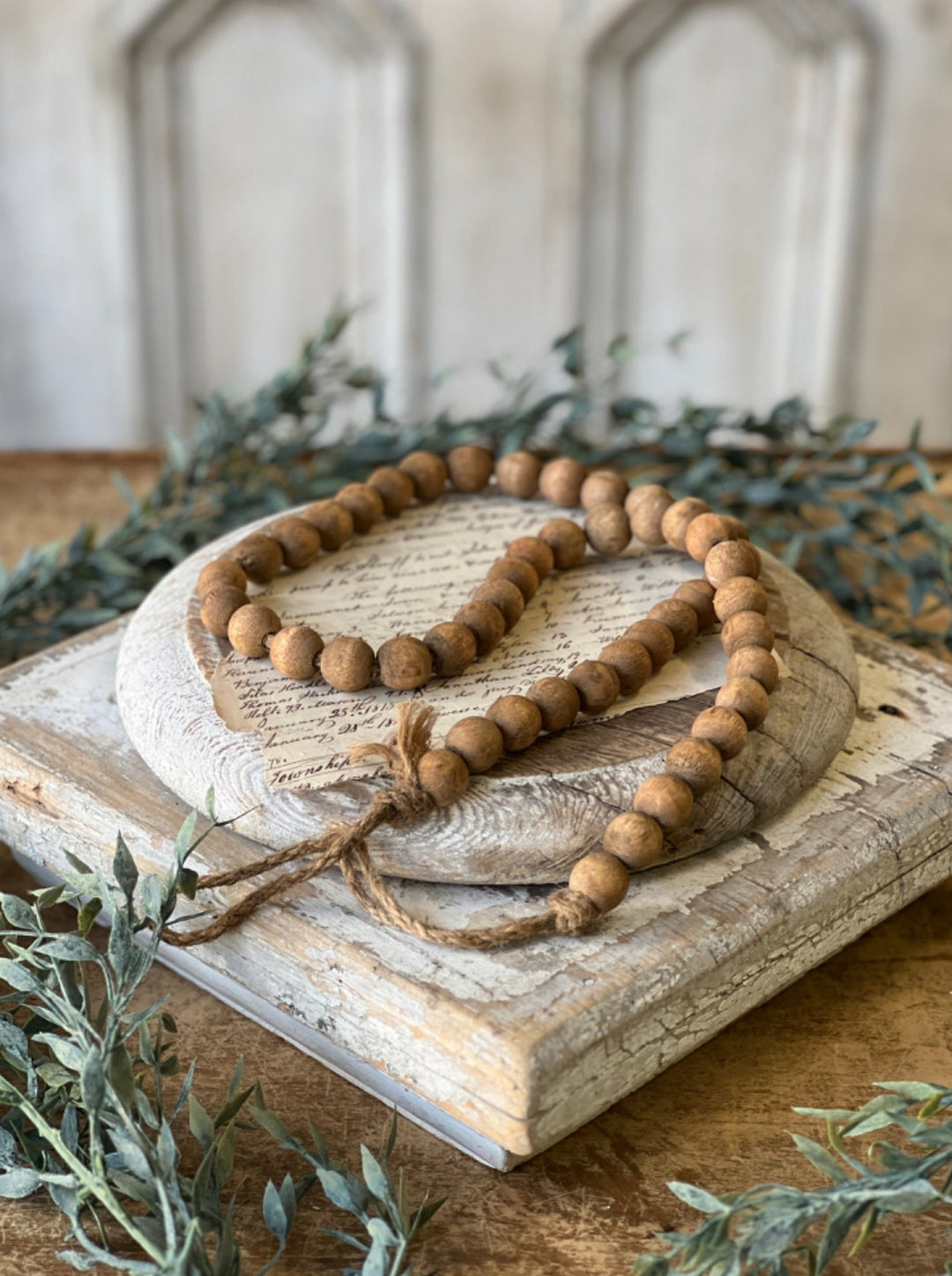 Wooden bead garland - natural - Greenery MarketGarlandMJ8460