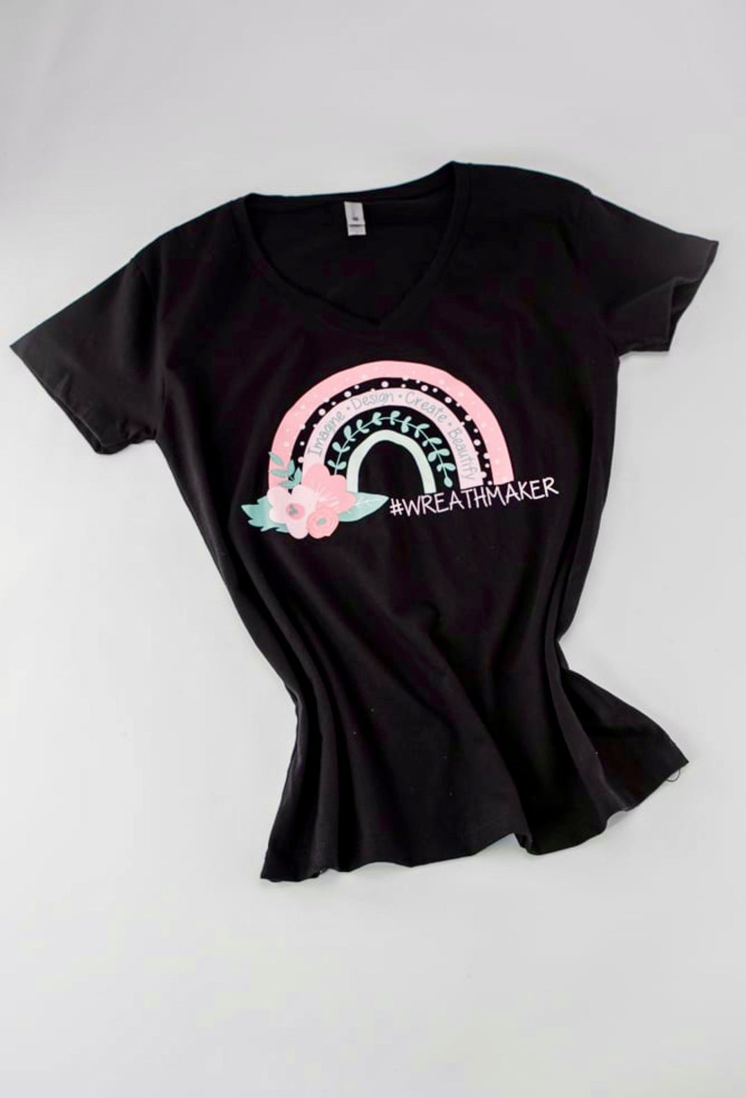 “Wreath maker” floral black t-shirt BLACK FRIDAY DEAL - Greenery MarketClothingblkrainbow - Med