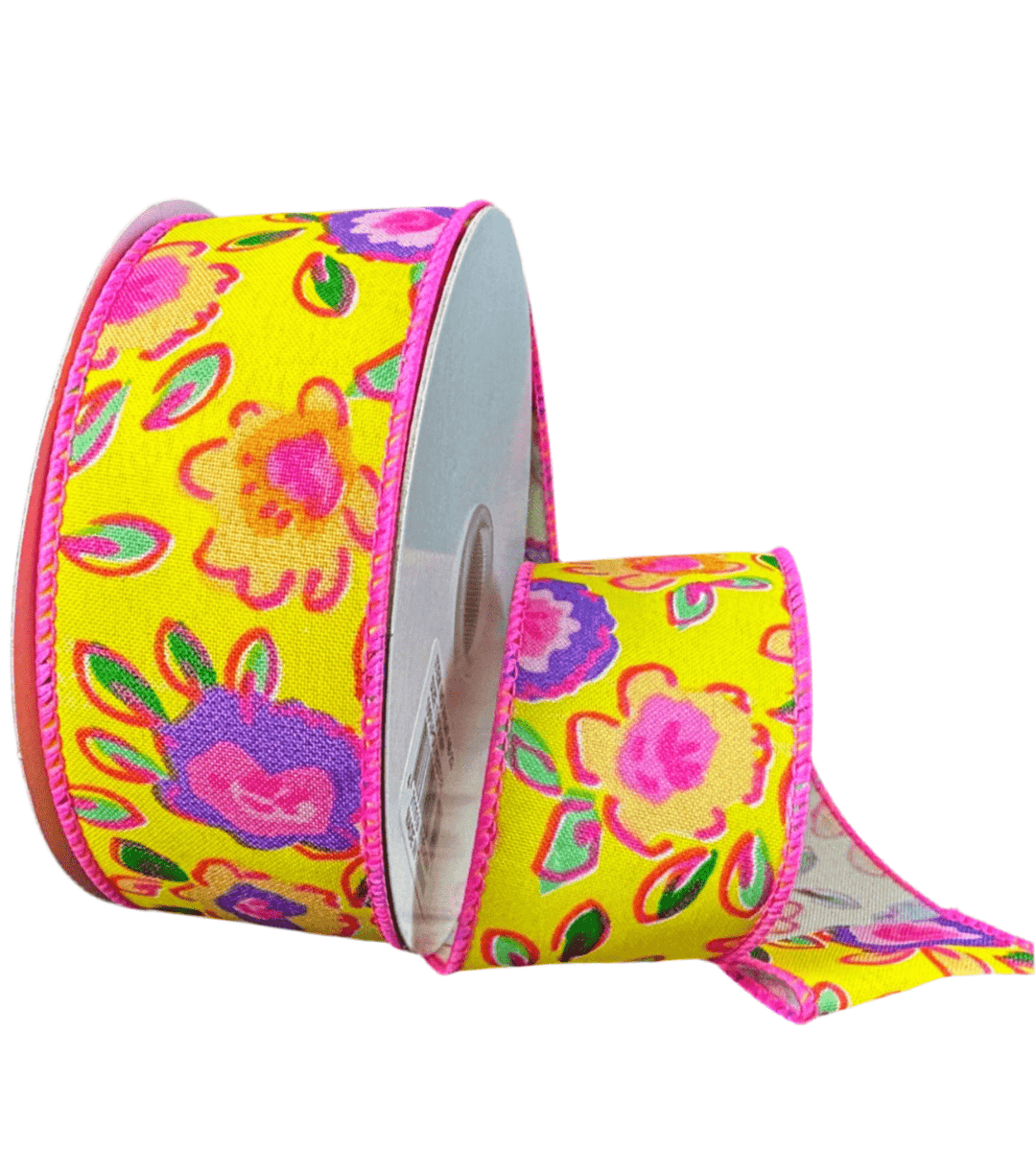Yellow Floral Wired Ribbon, 1.5” - Greenery Marketwired ribbon41547 - 09 - 22