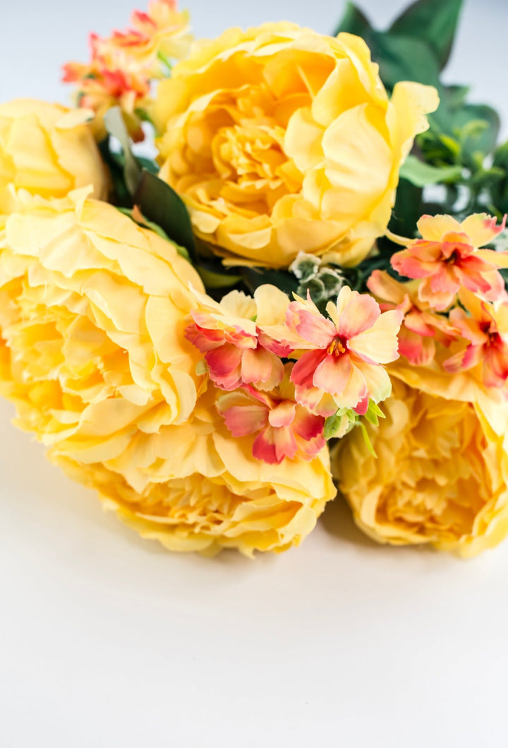 Yellow peonies artificial flower bush - Greenery MarketArtificial Flora84295 - YEL