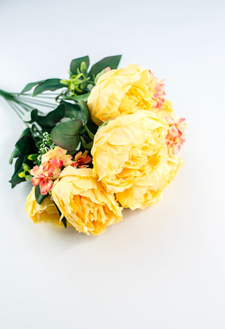 Yellow peonies artificial flower bush - Greenery MarketArtificial Flora84295 - YEL