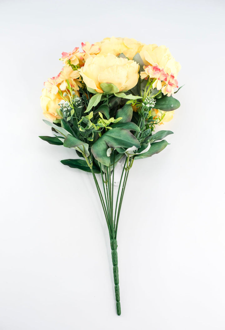 Yellow peonies artificial flower bush - Greenery MarketArtificial Flora84295 - YEL