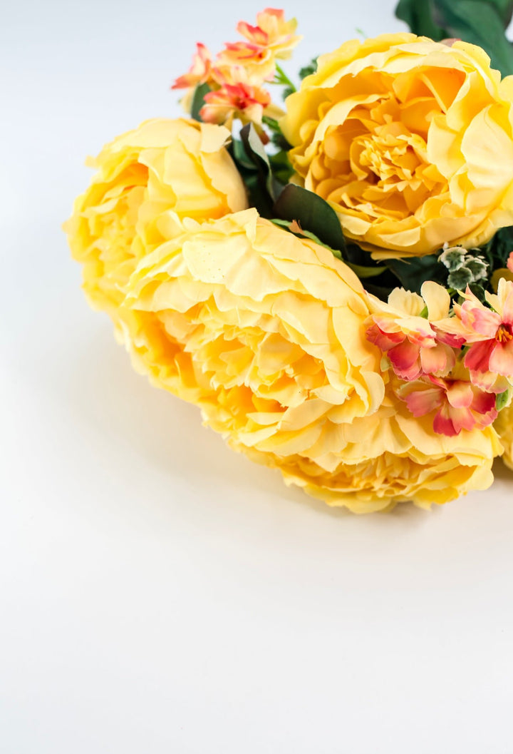 Yellow peonies artificial flower bush - Greenery MarketArtificial Flora84295 - YEL