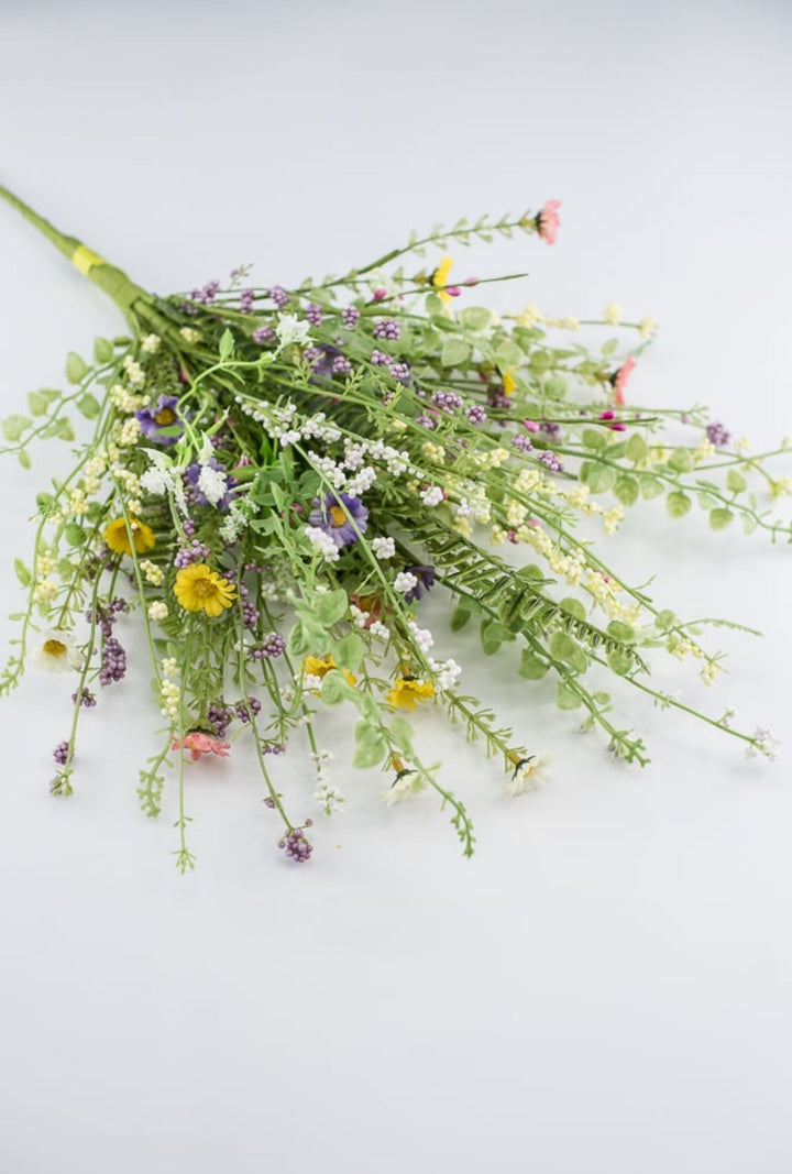 Yellow, purple, and pink mini filler flower bush - Greenery Marketartificial flowers63087BU24