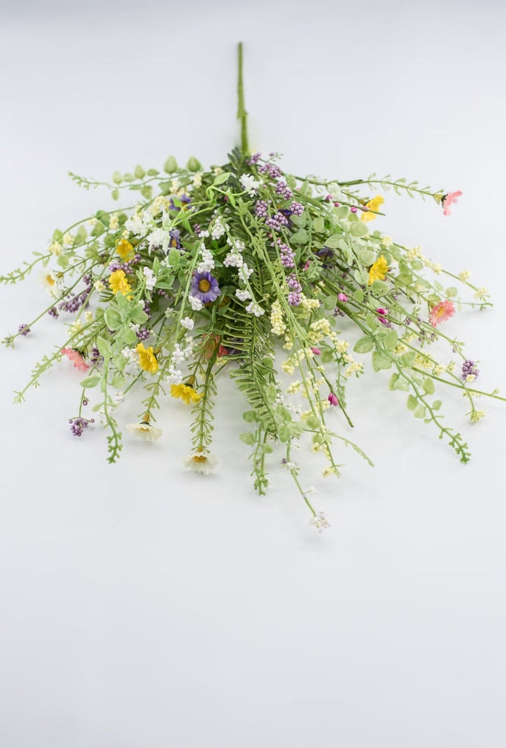 Yellow, purple, and pink mini filler flower bush - Greenery Marketartificial flowers63087BU24