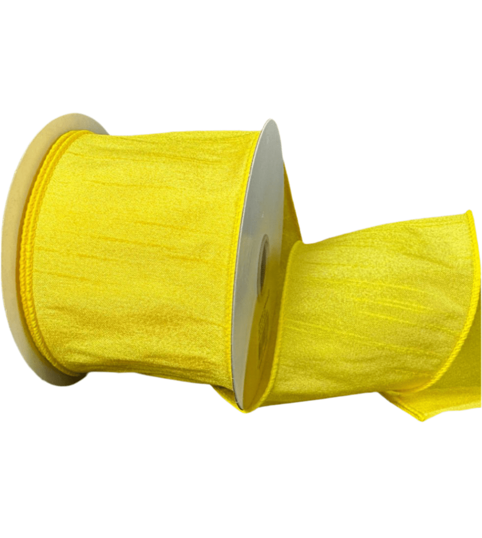Yellow solid faux dupioni, 2.5” wired ribbon - Greenery MarketWired ribbon72434 - 40 - 22