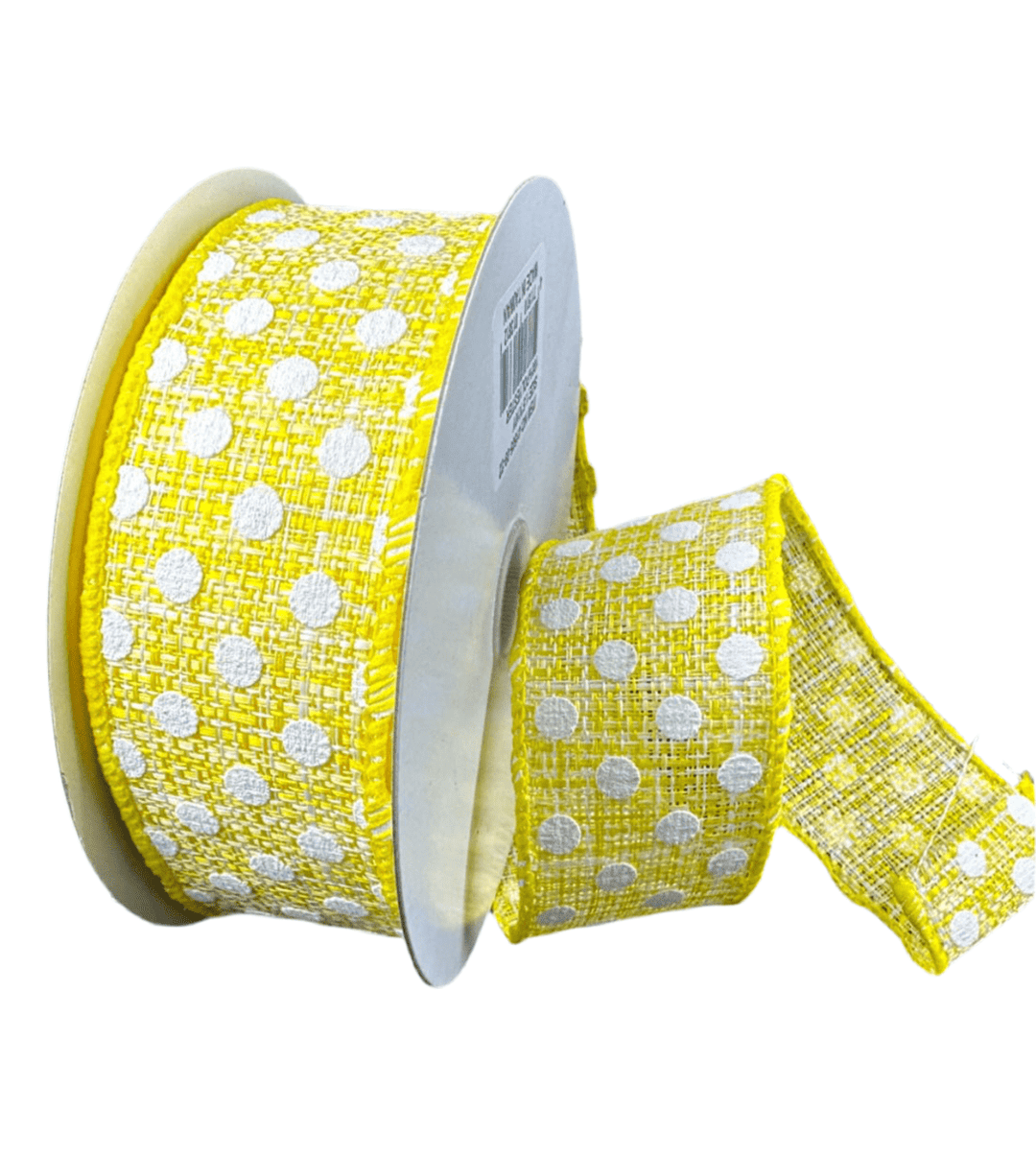 Yellow tweed and dots wired ribbon, 1.5” - Greenery Marketwired ribbon41505 - 09 - 22