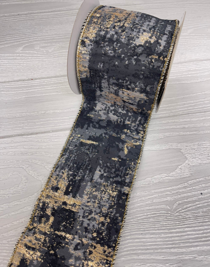 Black, gray, and champagne wired ribbon 2.5” - Greenery MarketRibbons & Trim179680