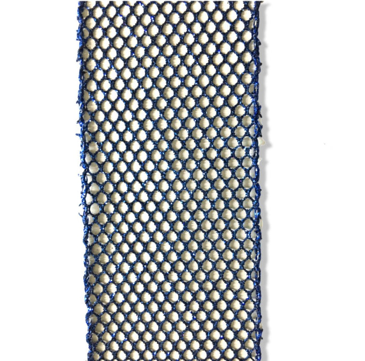 Blue glitter net wired ribbon, 2.5" - Greenery MarketRibbons & Trim180298