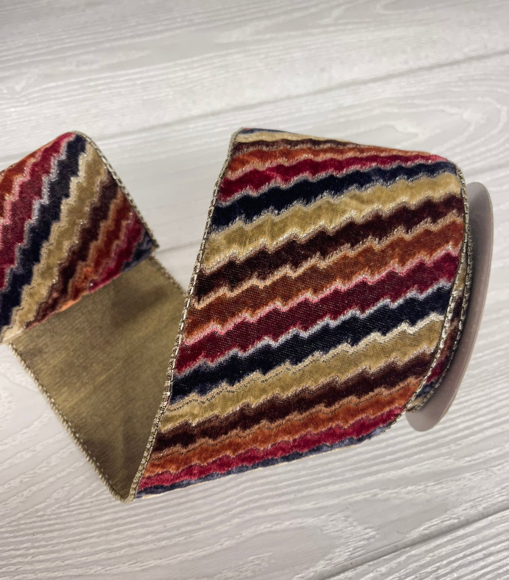 Brown, taupe, and burgundy stripe chenille - Greenery Market179739
