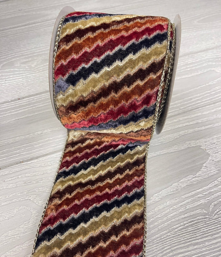 Brown, taupe, and burgundy stripe chenille - Greenery Market179739