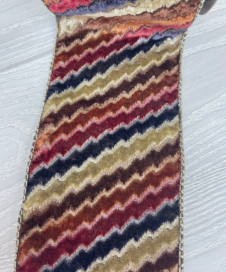 Brown, taupe, and burgundy stripe chenille - Greenery Market179739
