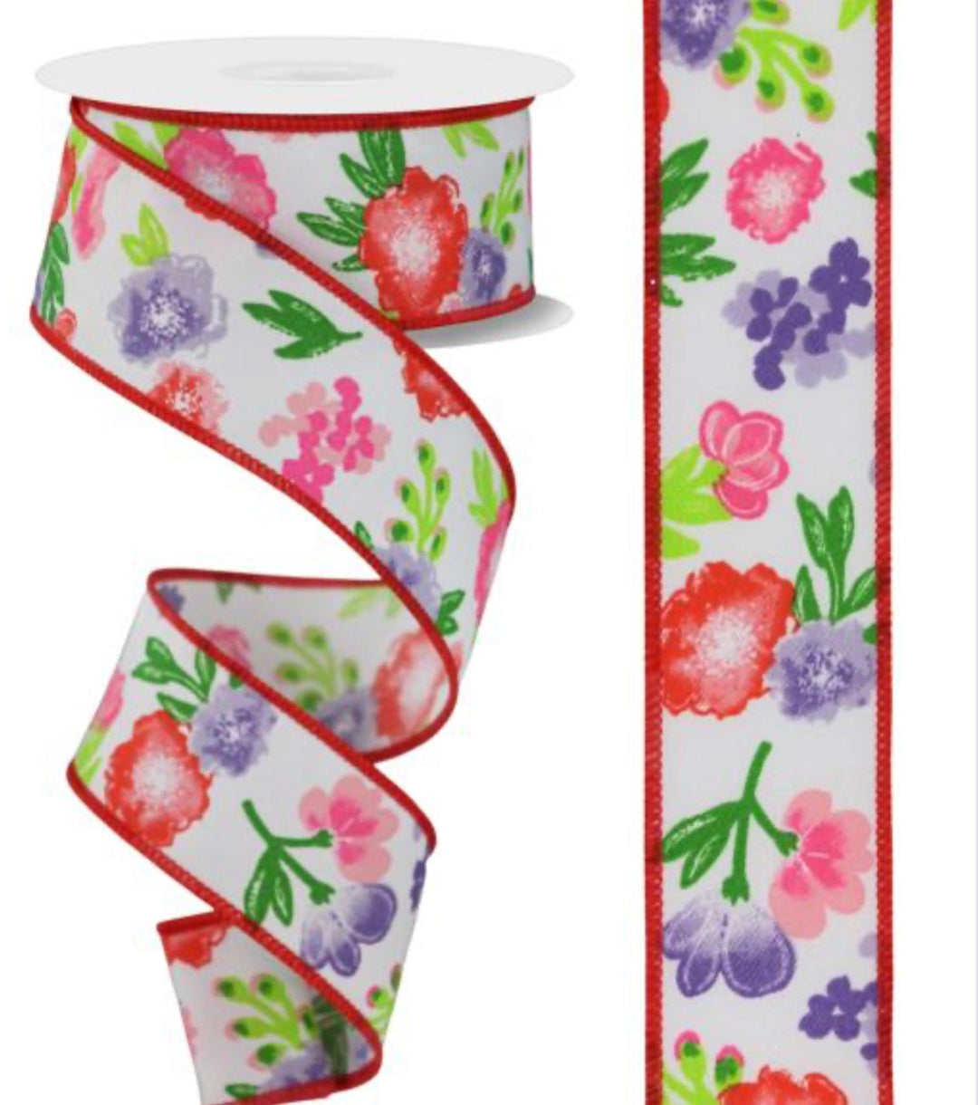 Copy of Brights pink, purple, and coral flowers wired 1.5” ribbon - Greenery MarketWired ribbonRGE175709