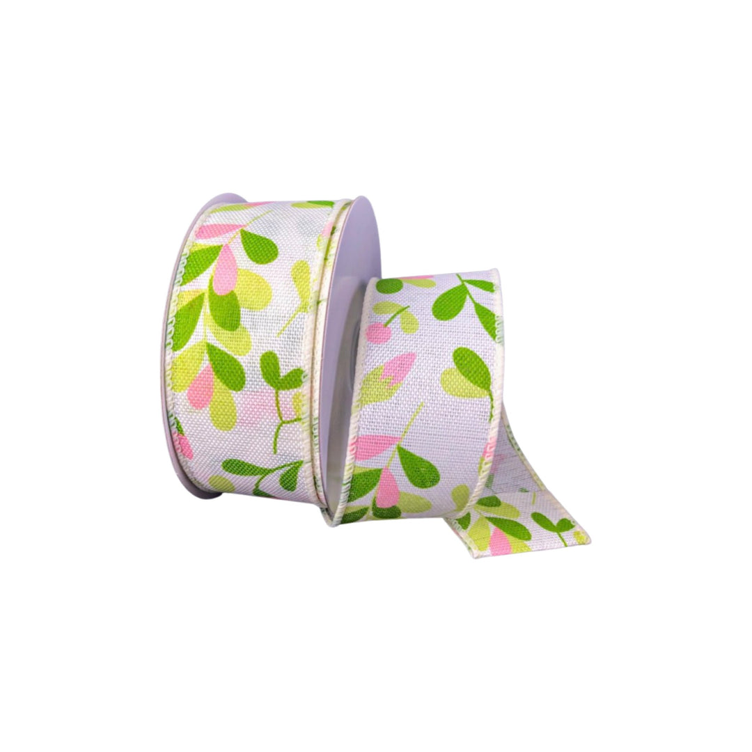 green and blush pink berries buds wired ribbon 1.5” - Greenery MarketWired ribbon41262-09-03
