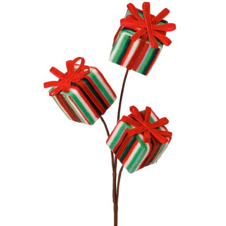 green and red stripe felt gift spray - Greenery MarketMTX70399