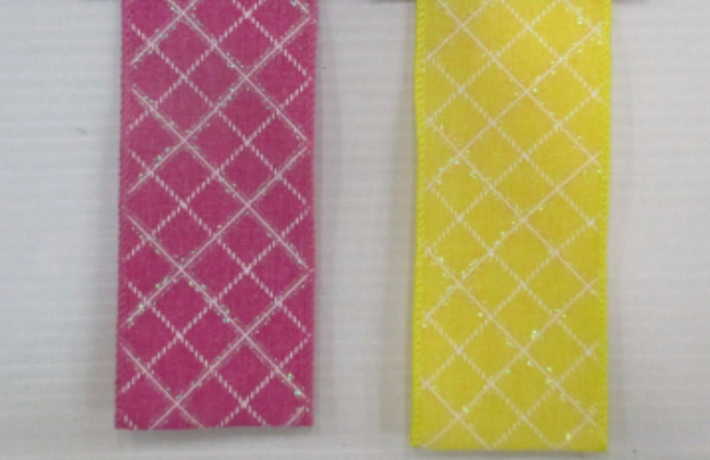Lattice wired ribbon 2.5” pink OR yellow - Greenery MarketRibbons & Trim153934 PINK