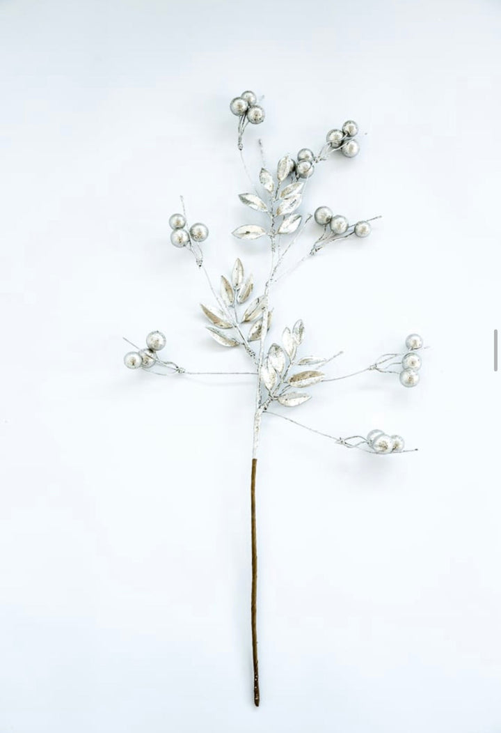 Metallic berry and leaf spray - platinum - Greenery MarketgreeneryXG912-PT