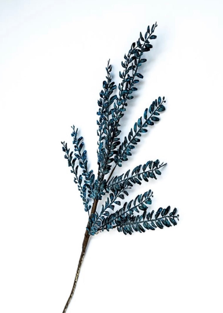 Midnight blue metallic mini leaf spray - Greenery MarketChristmasXG846-MID