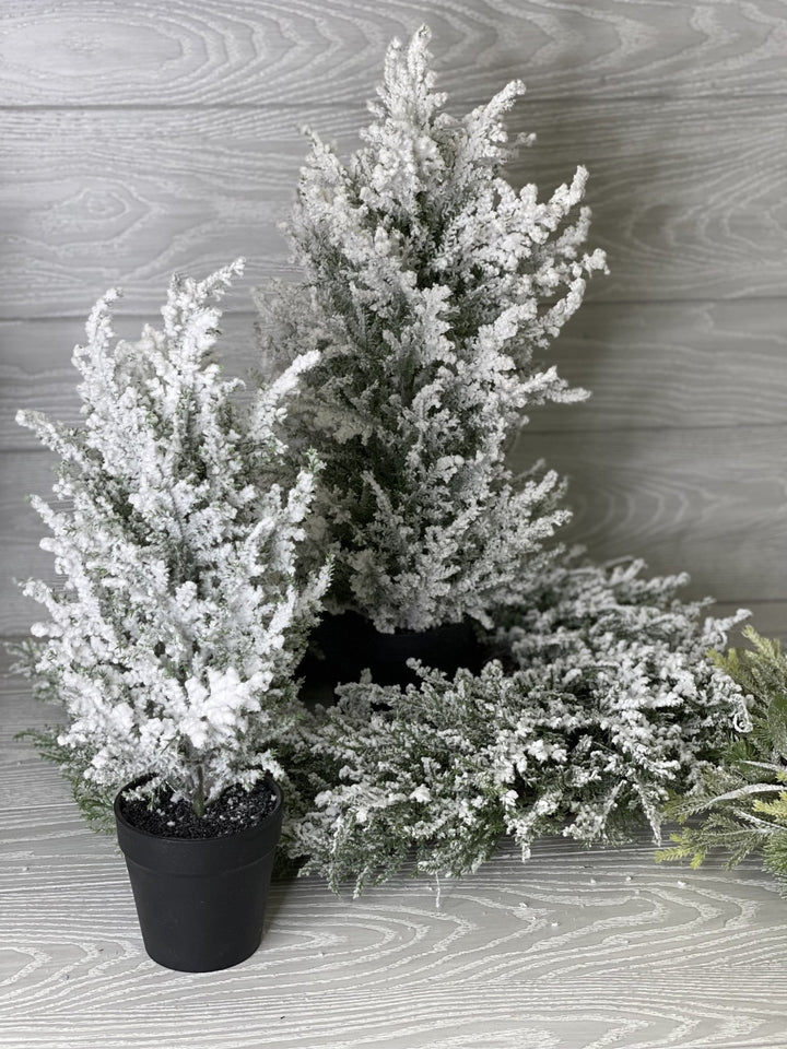 Mini potted Christmas tree - with snow 16” - Greenery Market Home decor