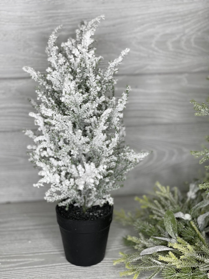 Mini potted Christmas tree - with snow 16” - Greenery Market Home decor