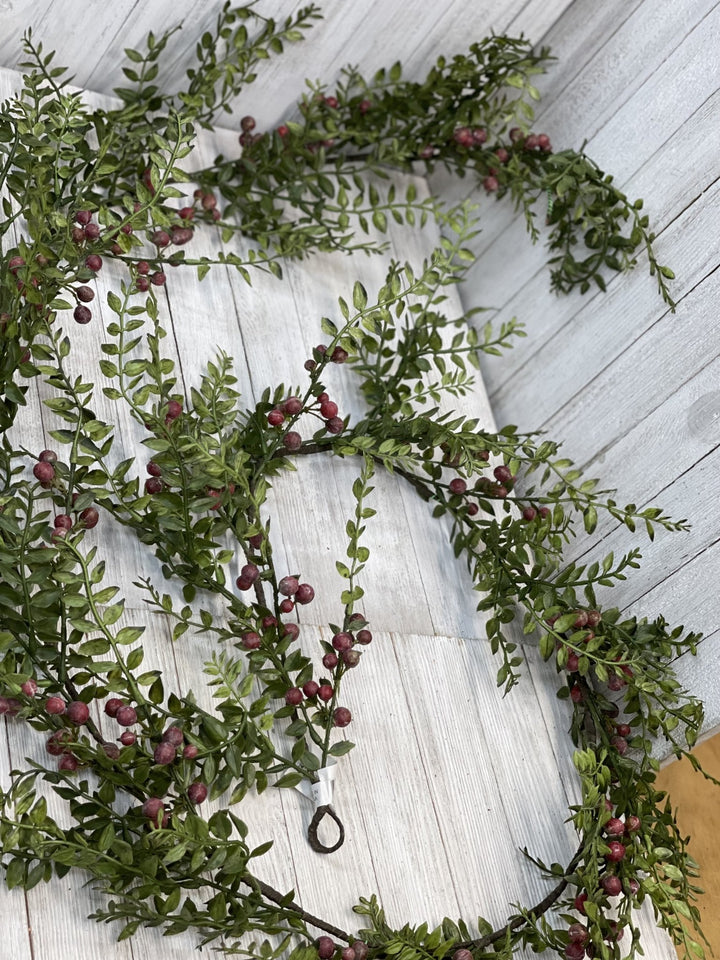 Nandina and berries garland 6’ - Greenery Market Wreaths & Garlands