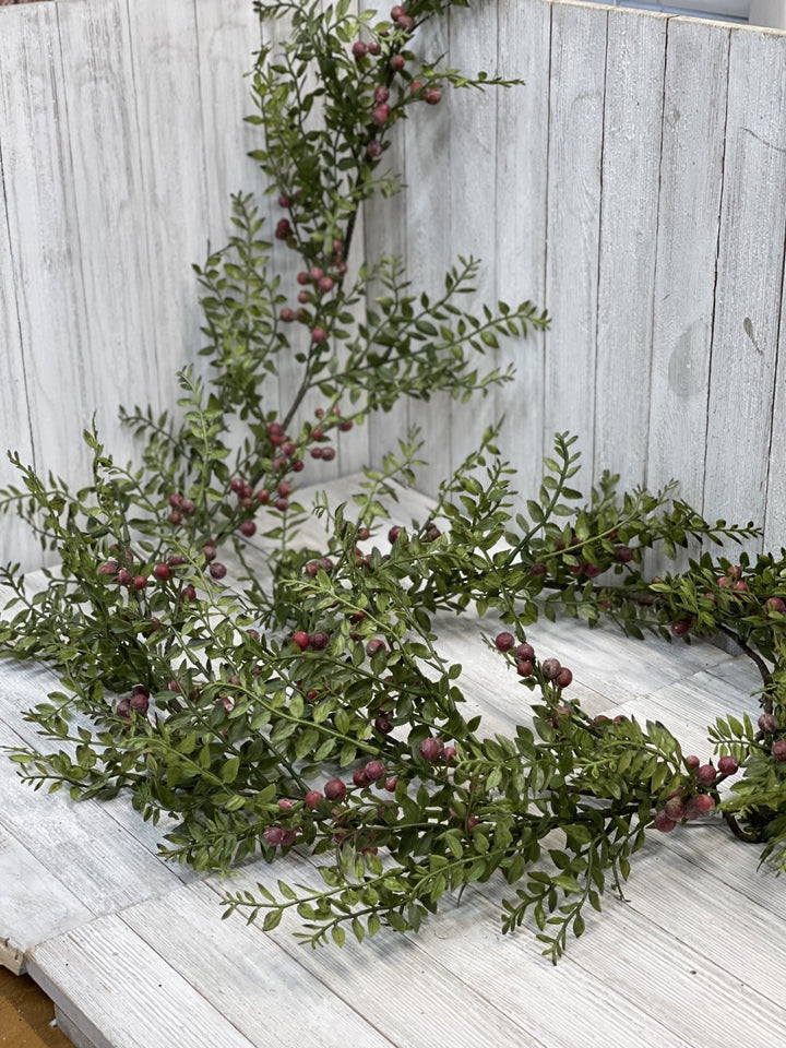 Nandina and berries garland 6’ - Greenery Market Wreaths & Garlands