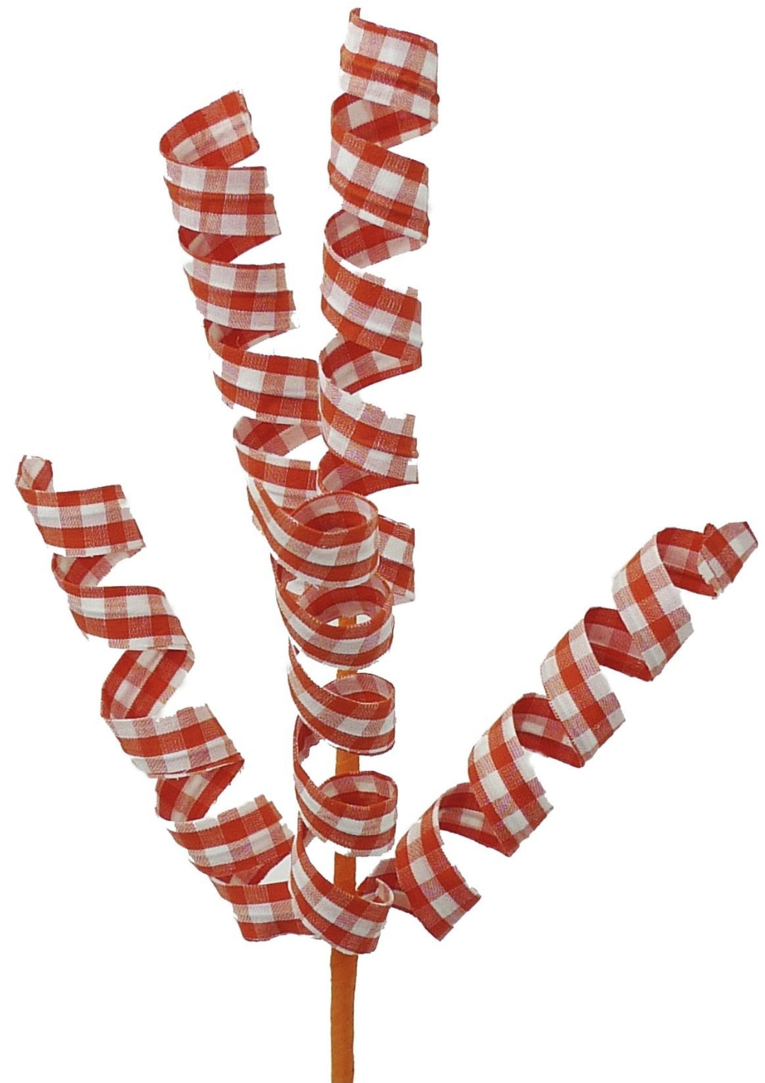 Orange and white gingham curly spray - Greenery Market wreath enhancements