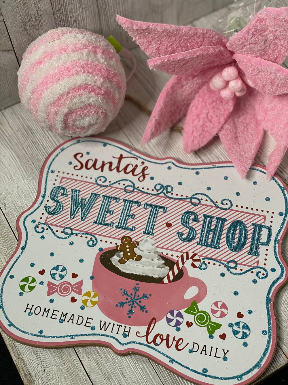 Pink and white ornaments - sugared - Greenery MarketOrnaments84581PKWT