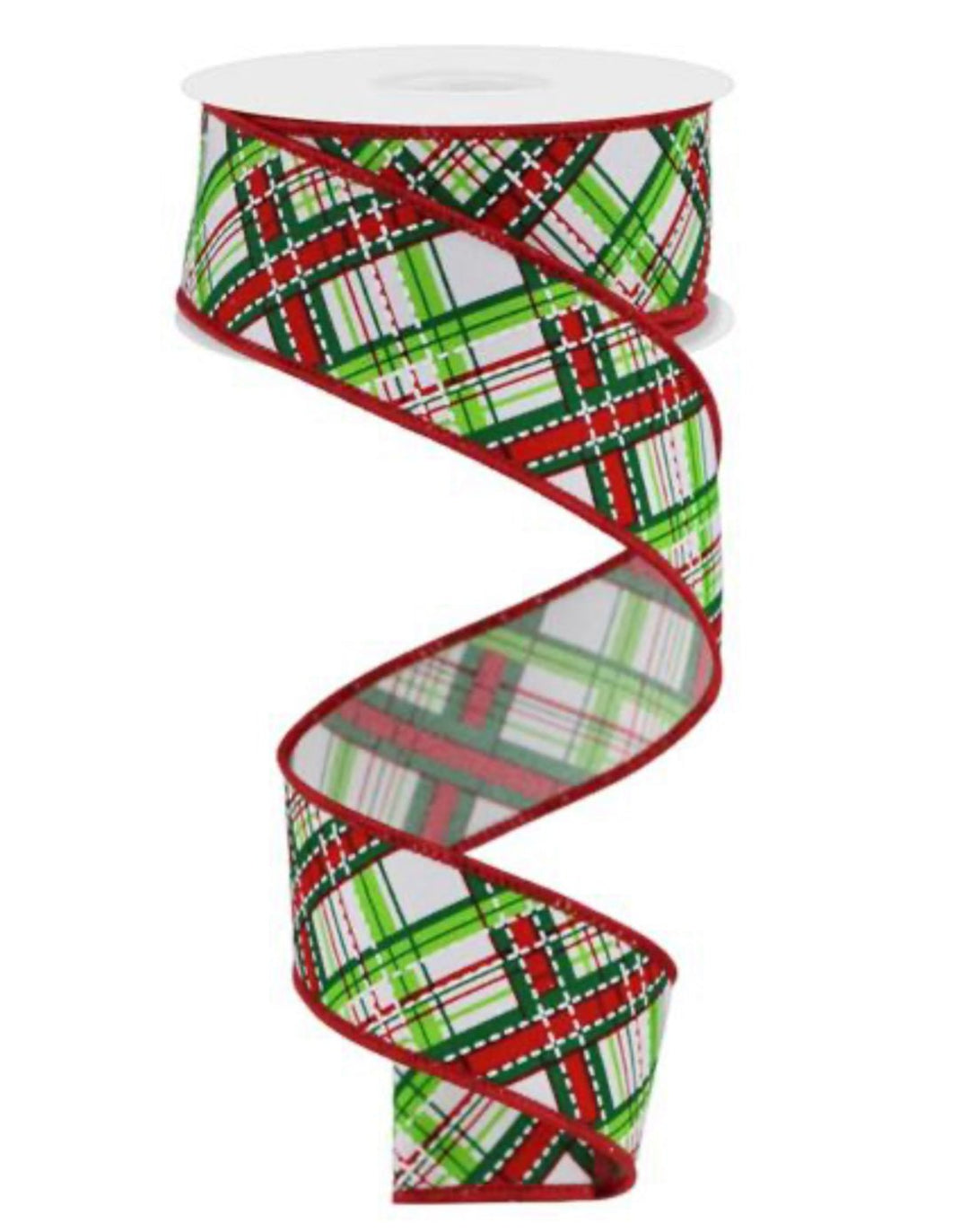 Red and green plaid wired ribbon, 1.5" - Greenery MarketRGE184933