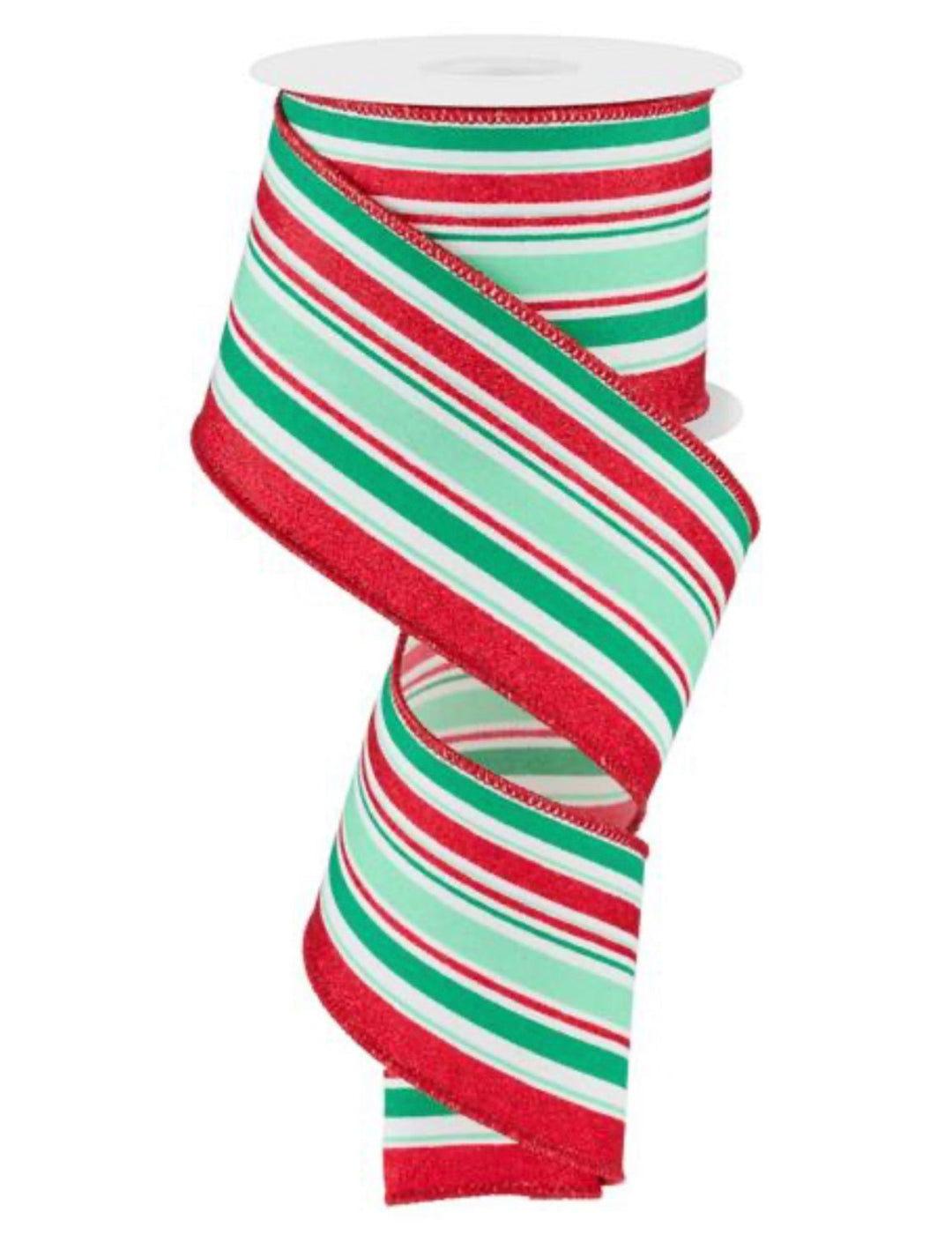 Red, green, and white stripe wired ribbon 2.5” - Greenery MarketWired ribbon