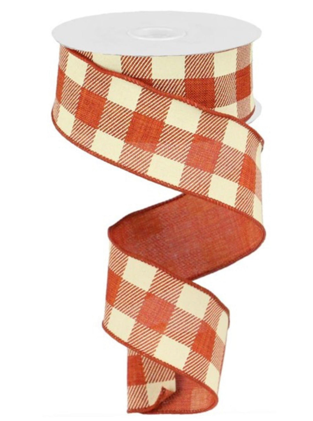 Rust and cream buffalo plaid 1.5” - Greenery MarketWired ribbonRG0179995