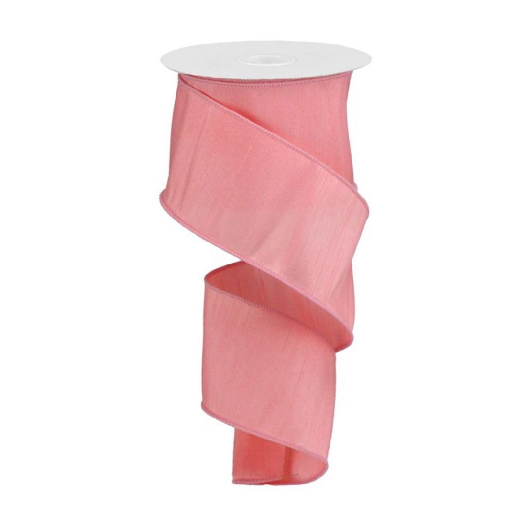 Salmon faux dupioni wired ribbon, 2.5” - Greenery Market Wired ribbon