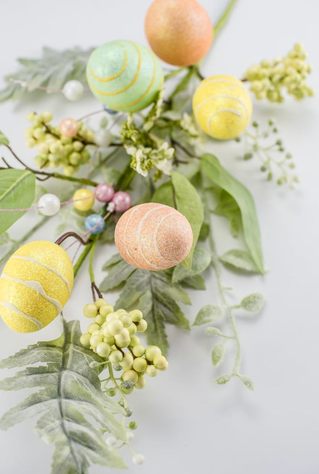Shimmering yellow and coral egg and floral spray - Greenery MarketPicks83374