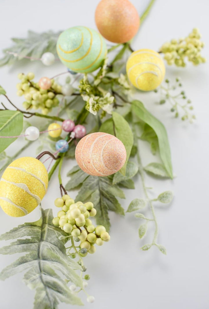 Shimmering yellow and coral egg and floral spray - Greenery MarketPicks83374