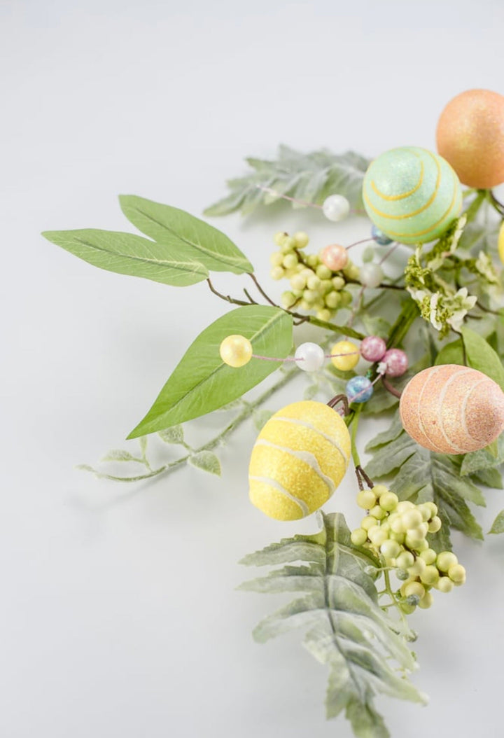 Shimmering yellow and coral egg and floral spray - Greenery MarketPicks83374