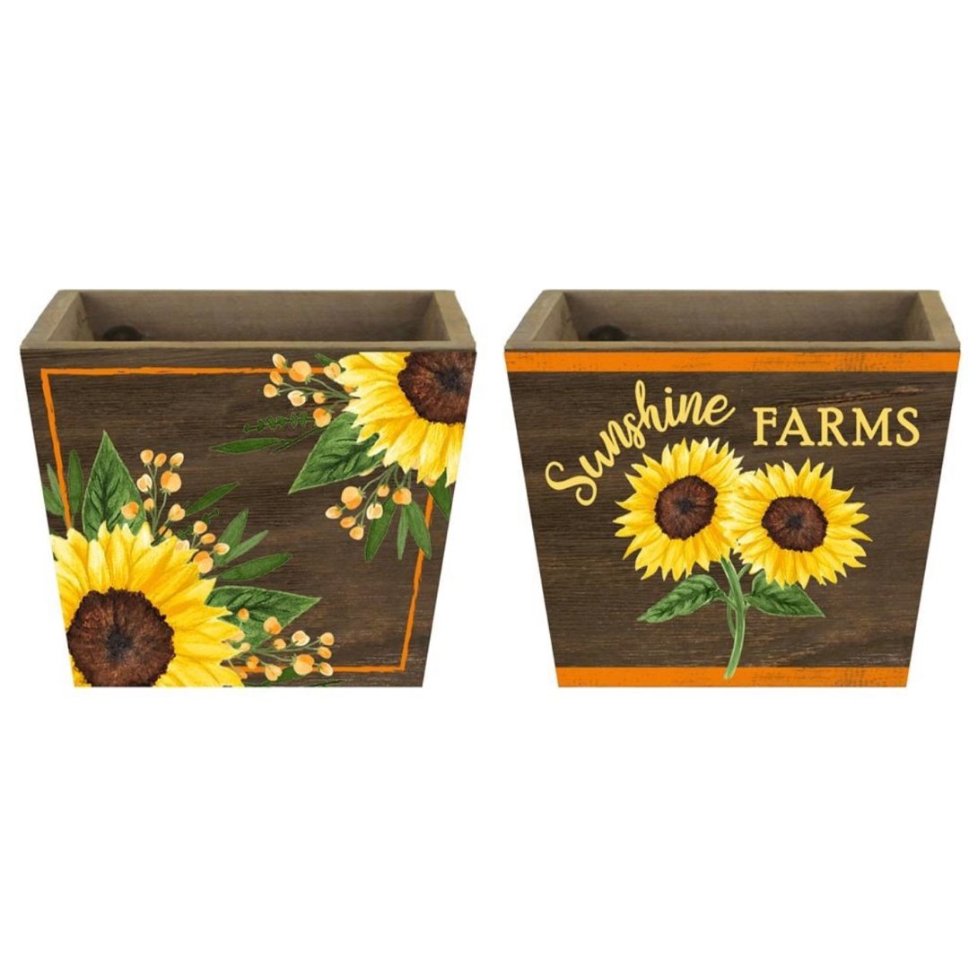 Square wooden containers - set of 2 sunflowers - Greenery Market wreath base & containers
