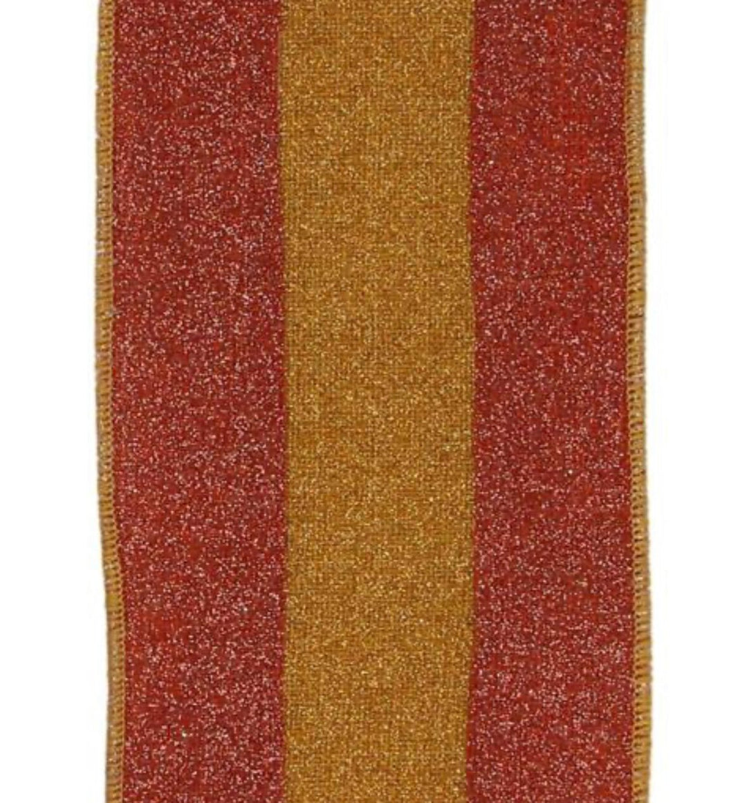 Striped, fine glitter, terracotta and gold, wired Ribbon 2.5” - Greenery MarketRGC8118W9