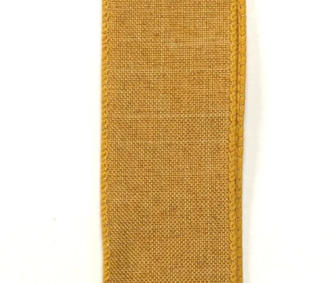 Sunflower yellow linen, wired ribbon 2.5” - Greenery MarketWired ribbonX314840-49