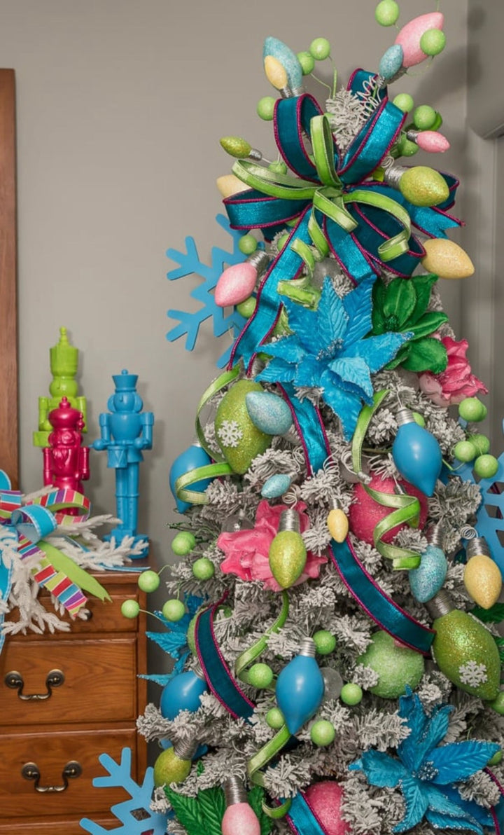Turquoise and hot pink luster cord 1.5” farrisilk wired ribbon - Greenery MarketRibbons & TrimRK341-79