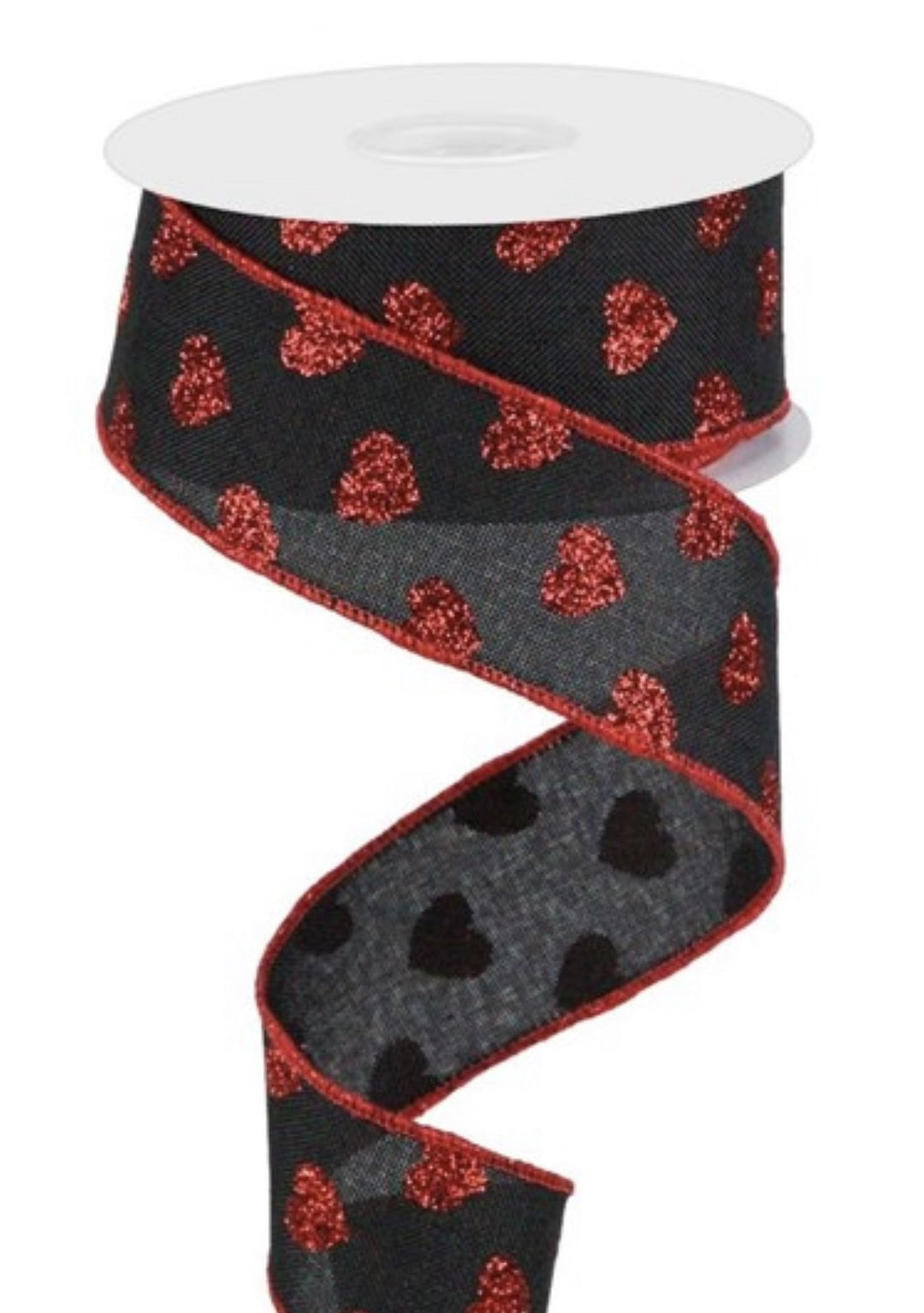 Valentine’s Day glittered hearts wired ribbon - 1.5” - Greenery MarketWired ribbonRGA173702