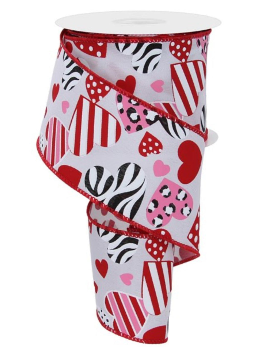 Valentines hearts with zebra and stripes wired ribbon 2.5” - Greenery MarketWired ribbonRGE101427