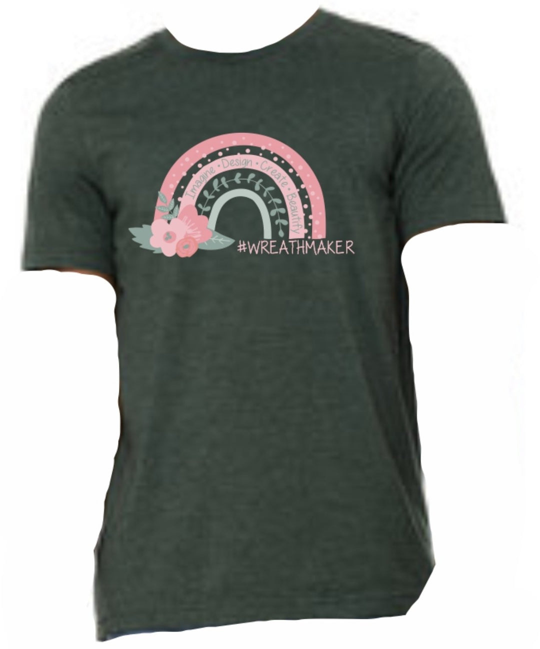 Wreath maker floral rainbow super soft heather green unisex - wreath maker T-shirts - Greenery MarketClothingMEDIUMgreen